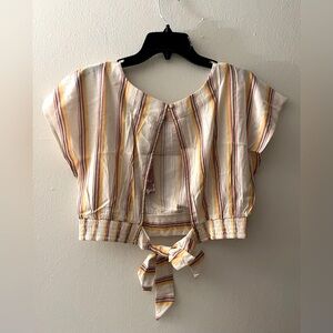NWT Band of the Free Striped Open Back Crop Top